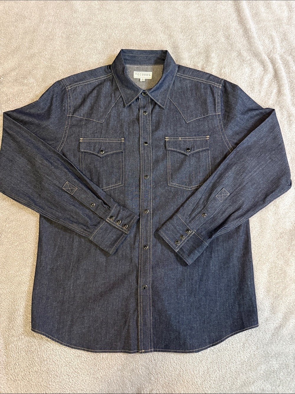 Tecovas Men’s Medium Dark Indigo Denim Pearlsnap NWOT